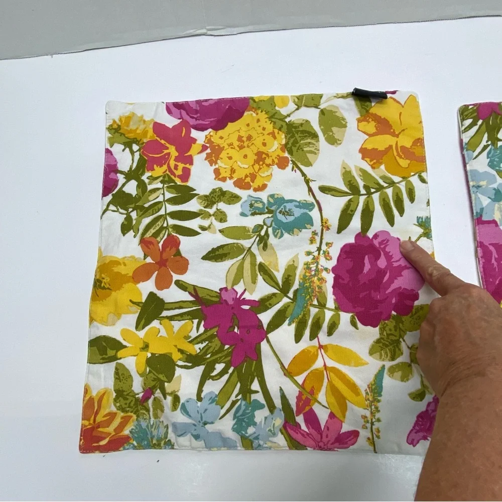 Envogue Placemats Set of 4 Floral Cotton 14X14 Double Sided Summer Multicolored